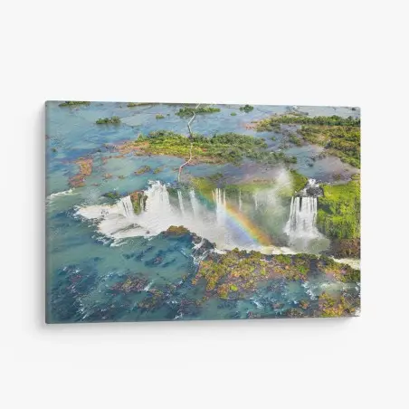 Tableau sur toile cascade majestueuse sous un arc-en-ciel – Wallnifity®