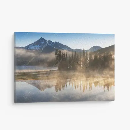 Tableau sur toile calme matinal au bord du lac – Wallnifity®
