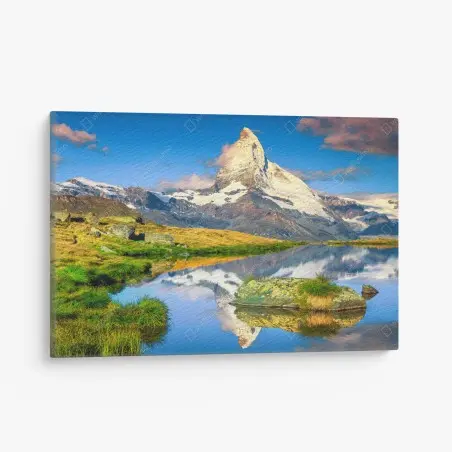 Tableau sur toile reflet du Cervin dans un lac alpin – Wallnifity®