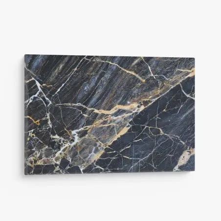 Tableau sur toile élégance marbrée bleu-gris aux veines dorées – Wallnifity®