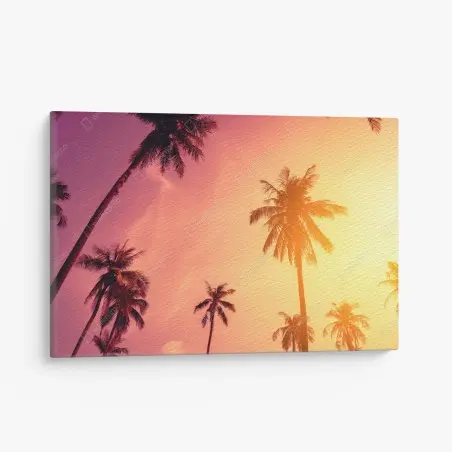 Tableau sur toile paradis de palmiers au coucher de soleil – Wallnifity®