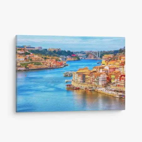 Tableau sur toile côte pittoresque de Porto au bord du Douro – Wallnifity®