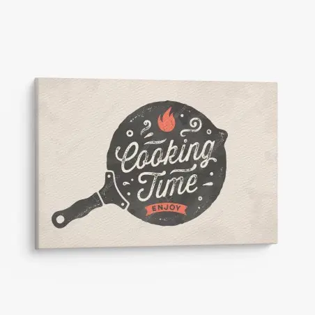 Tableau sur toile design rétro poêle et lettrage cooking time pour cuisine – Wallnifity®