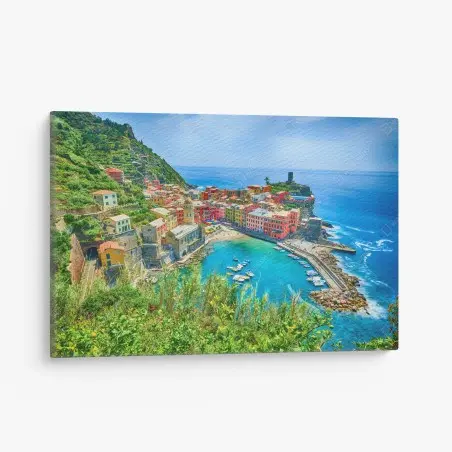 Tableau sur toile vue panoramique de Vernazza sur la côte de la Ligurie – Wallnifity®