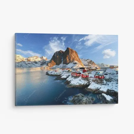 Tableau sur toile paysage côtier hivernal à Hamnøy, îles Lofoten, Norvège – Wallnifity®