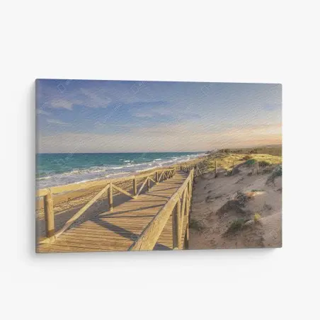 Tableau sur toile passerelle en bois vers la mer à Guardamar – Wallnifity®