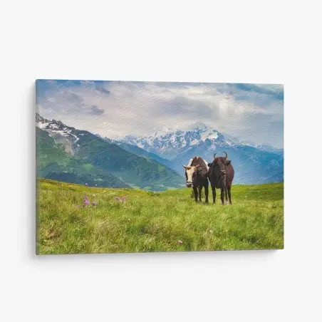 Tableau sur toile scène pastorale dans les alpages – Wallnifity®