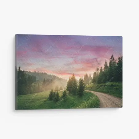 Tableau sur toile paysage brumeux au lever du soleil – Wallnifity®