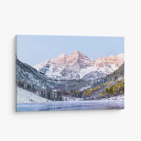 Tableau sur toile paysage de montagne aux cimes rosées – Wallnifity®