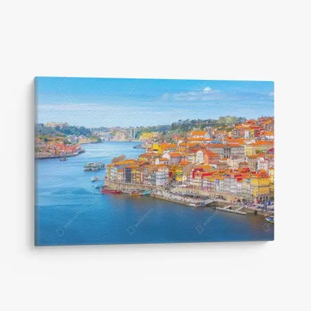 Tableau sur toile rives colorées de Porto au bord du Douro – Wallnifity®
