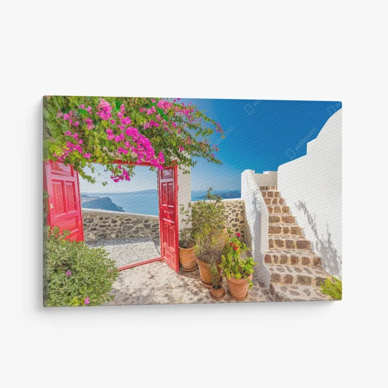 Tableau sur toile balcon ensoleillé à Santorin – Wallnifity® Tableau sur toile balcon ensoleillé à Santorin – Wallnifity®