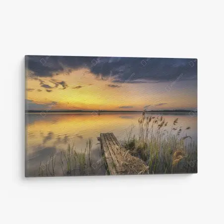 Tableau sur toile coucher de soleil doré sur le lac – Wallnifity®