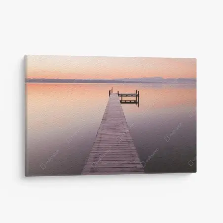 Tableau sur toile ponton vers l'horizon au coucher du soleil – Wallnifity®