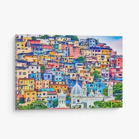 Tableau sur toile maisons colorées de Las Peñas sur la colline Santa Ana, Guayaquil – Wallnifity®