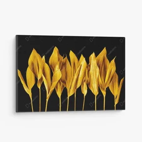 Tableau sur toile feuilles dorées sur fond noir – Wallnifity®