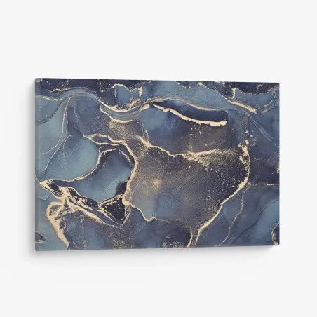 Tableau sur toile vagues célestes bleu et or – Wallnifity®