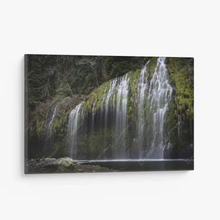 Tableau sur toile cascade moussu en forêt – Wallnifity®