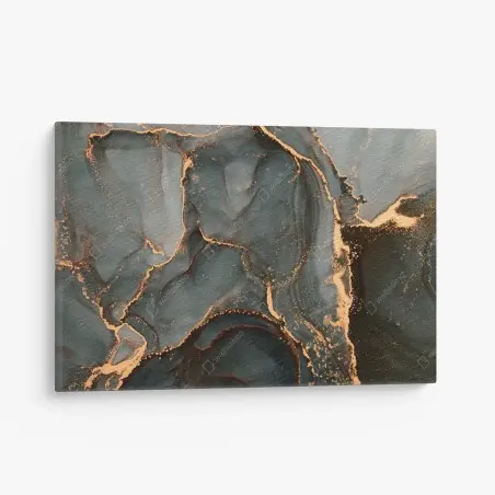 Tableau sur toile vagues dorées sur fond émeraude – Wallnifity®