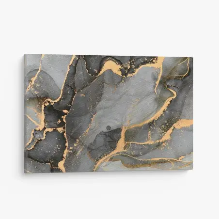 Tableau sur toile danse d'encre dorée sur marbre gris – Wallnifity®
