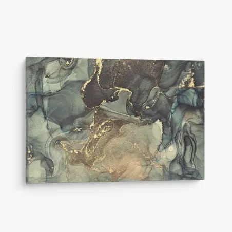 Tableau sur toile rêverie dorée en encre marbrée – Wallnifity®