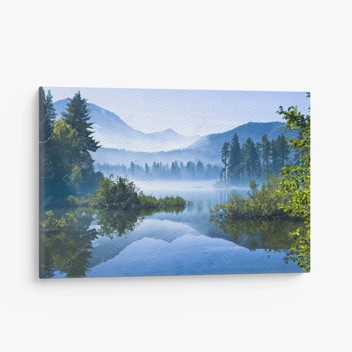 Tableau sur toile matin brumeux au lac alpin – Wallnifity® Tableau sur toile matin brumeux au lac alpin – Wallnifity®