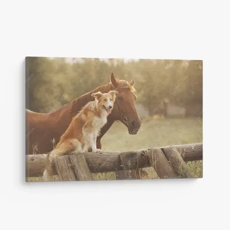 Tableau sur toile complicité champêtre au coucher du soleil – Wallnifity®