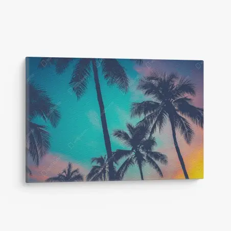 Tableau sur toile paysage rétro de palmiers à Hawaï – Wallnifity®