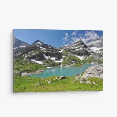 Tableau sur toile vue alpine sur le lac turquoise – Wallnifity®