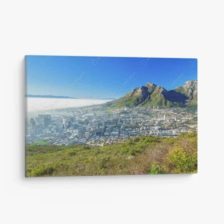 Tableau sur toile panorama de Cape Town entre ville et montagne – Wallnifity®