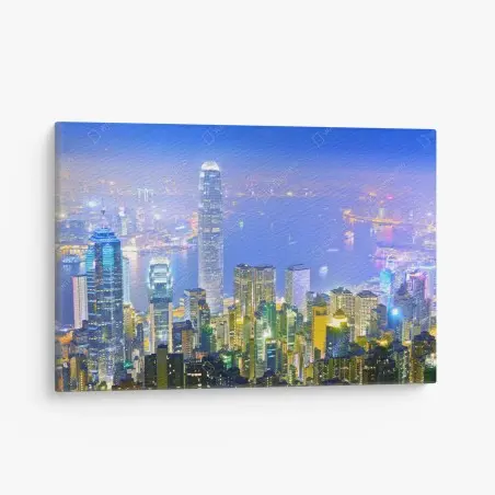 Tableau sur toile panorama nocturne de Hong Kong – Wallnifity®
