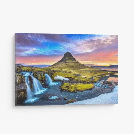 Tableau sur toile lever de soleil à Kirkjufell, paysage d'Islande – Wallnifity®