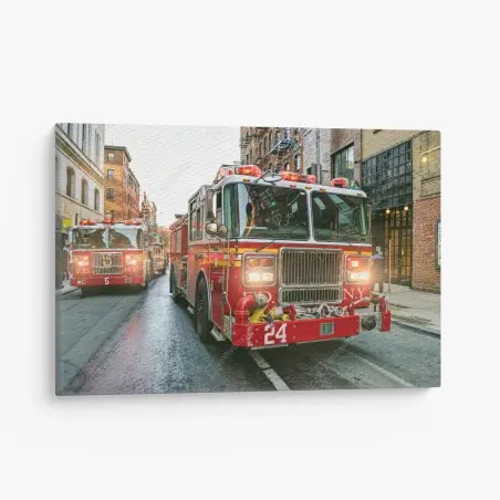 Tableau sur toile camion de pompiers en intervention à New York – Wallnifity®