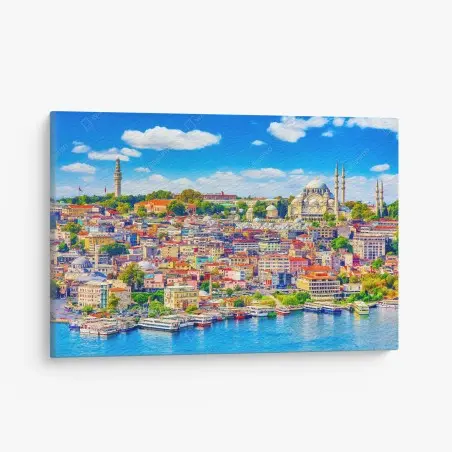 Tableau sur toile vue panoramique d'Istanbul et du Bosphore – Wallnifity®