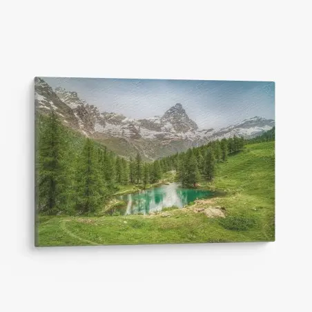 Tableau sur toile reflets alpins au Lago Blu de Cervinia – Wallnifity®