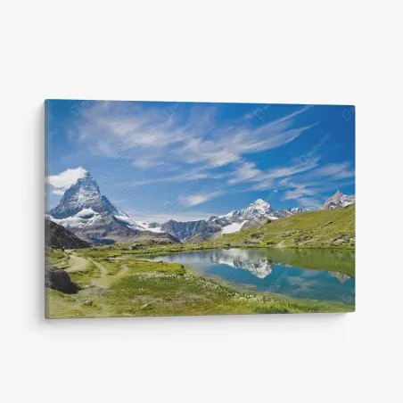 Tableau sur toile reflets alpins au pied des sommets – Wallnifity®