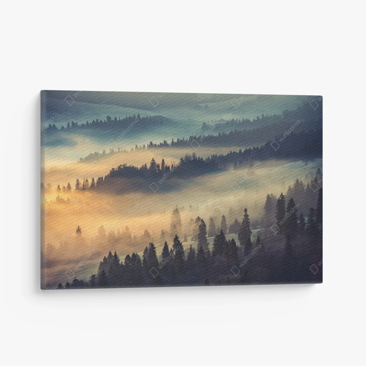Tableau sur toile brume dorée sur collines boisées – Wallnifity® Tableau sur toile brume dorée sur collines boisées – Wallnifity®