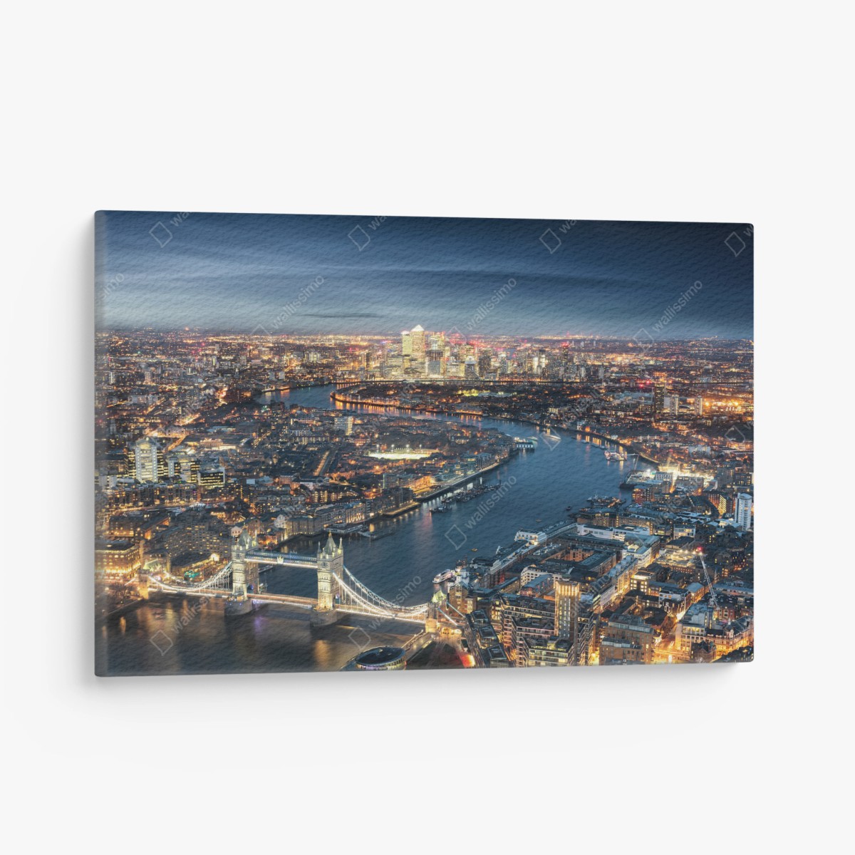 Tableau sur toile vue aérienne nocturne de Londres et du Tower Bridge – Wallnifity®