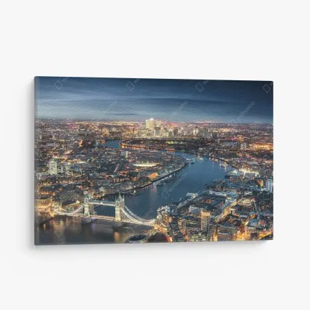 Tableau sur toile vue aérienne nocturne de Londres et du Tower Bridge – Wallnifity®