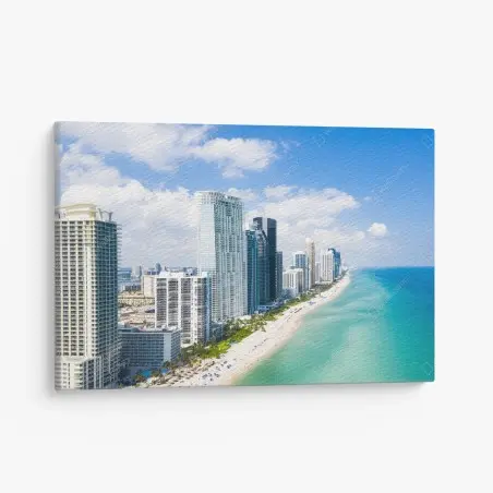 Tableau sur toile vue panoramique de la côte urbaine ensoleillée – Wallnifity®