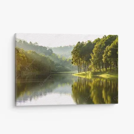 Tableau sur toile reflet doré au bord du lac – Wallnifity®