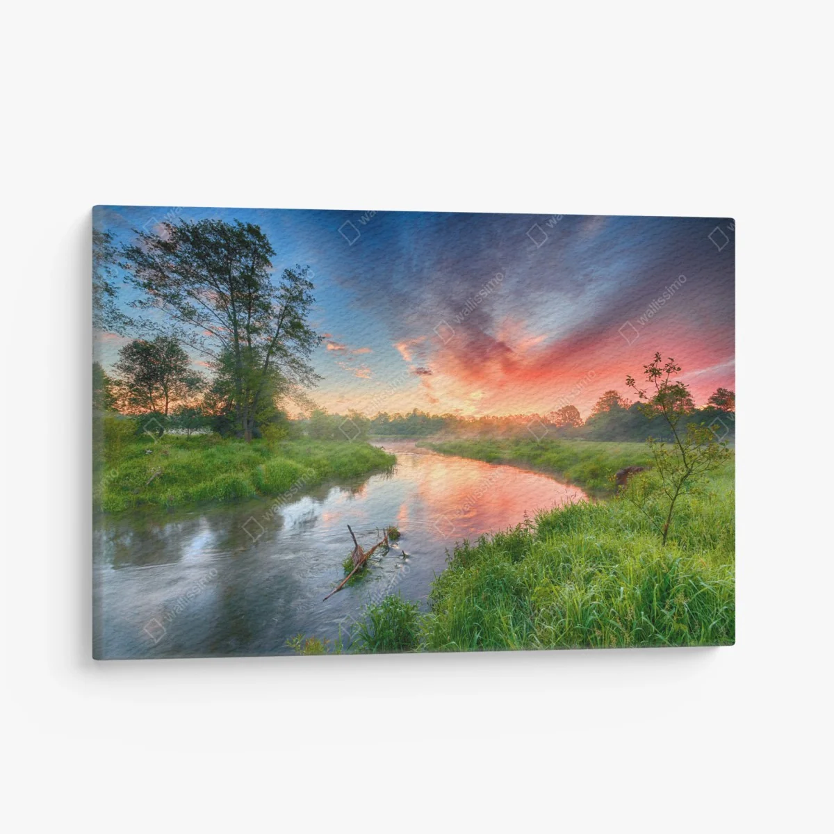 Tableau sur toile aube d'été au bord de la rivière – Wallnifity® Tableau sur toile aube d'été au bord de la rivière – Wallnifity®