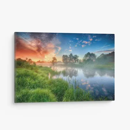 Tableau sur toile aube d'été sur les rives brumeuses – Wallnifity®