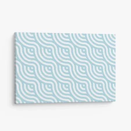 Tableau sur toile motif géométrique ondulé bleu et blanc – Wallnifity®