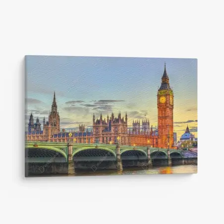 Tableau sur toile coucher de soleil sur Big Ben à Londres – Wallnifity®