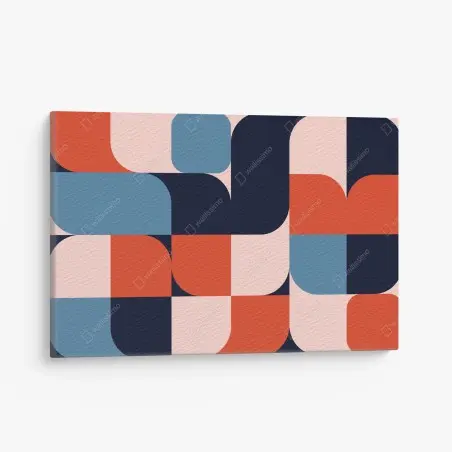 Tableau sur toile motif géométrique rétro aux formes arrondies et palette vive – Wallnifity®