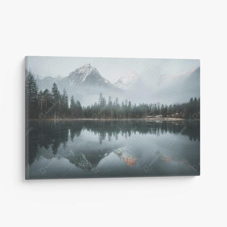 Tableau sur toile reflets brumeux des montagnes et de la forêt – Wallnifity®