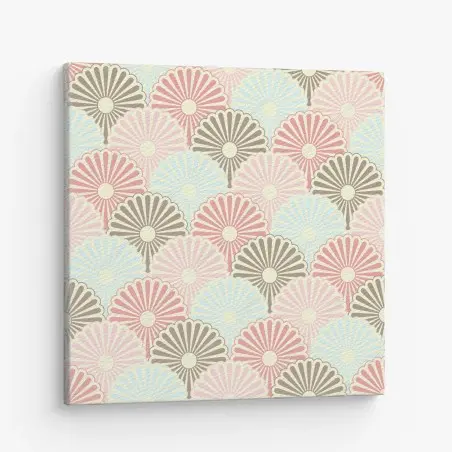 Tableau sur toile motif floral rétro aux pastels délicats – Wallnifity®