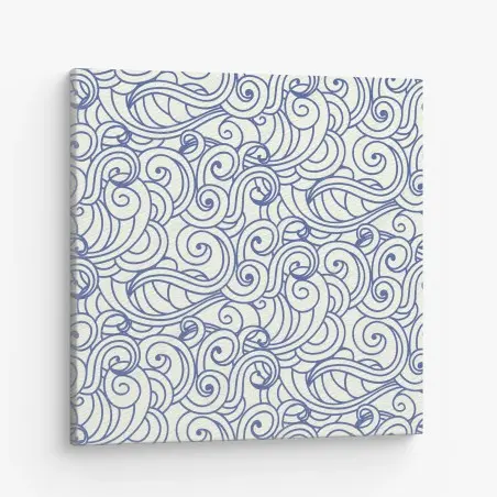 Tableau sur toile motif ondes décoratives bleu et ivoire – Wallnifity®