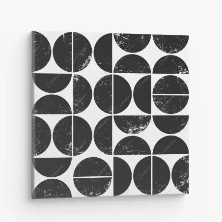 Tableau sur toile motif géométrique de cercles noirs et blancs texturés – Wallnifity®