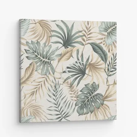 Tableau sur toile motif feuillage tropical aux tons naturels – Wallnifity®